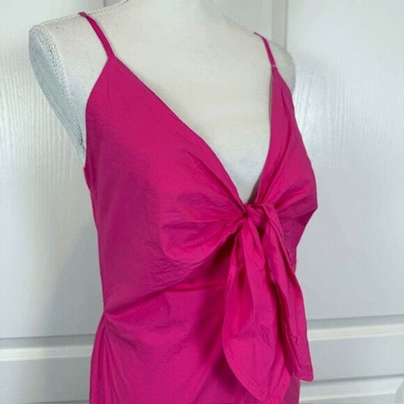 Young Fabulous & Broke Zoya Dress in Flamenco Pink Cotton Bow Front Size Small - Picture 3 of 13